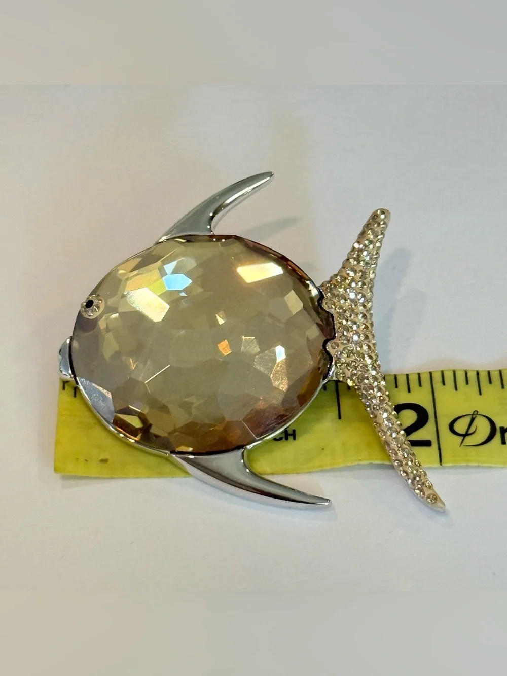 SWAROVSKI TOPAZ Paradise Fish CRYSTAL BROOCH RETIRED Rhinestones